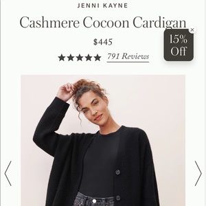 Jenni Kayne NWT black cashmere cardigan, size small